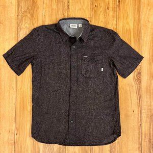 Vans Woven Button Down Short Sleeve Shirt Youth Large-Black/Charcoal